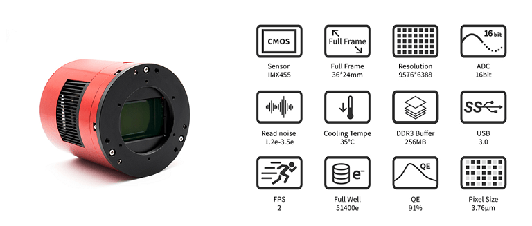 Specificaties van de ZWO ASI6200 camera