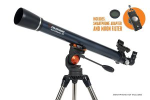 Celestron AstroMaster 70AZ met smartphone en maanfilter Celestron AstroMaster 70AZ met smartphone en maanfilter