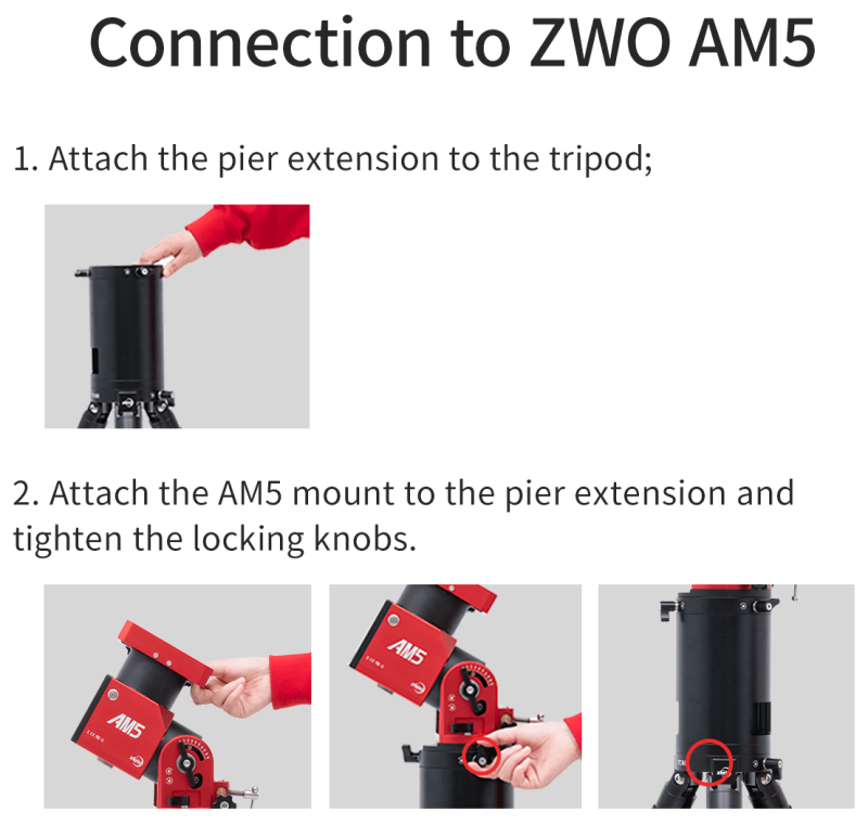 ZWO Pier Extensie voor AM3/AM5 Montering PE200