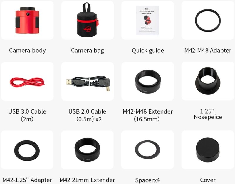 ZWO ASI585MC Pro kleurencamera gekoeld