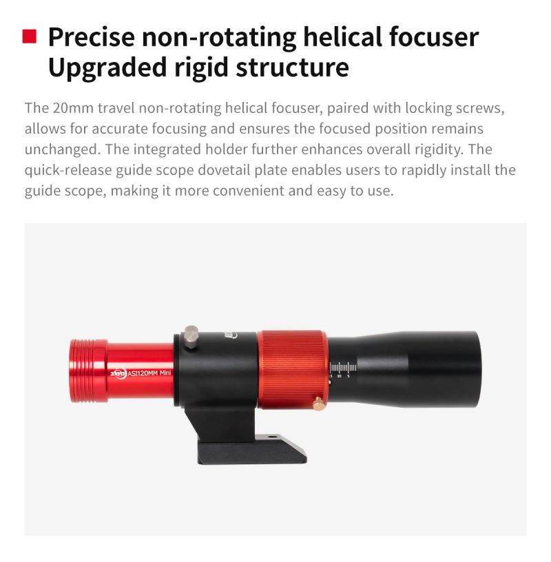 ZWO 30mm f/5 guidescope helical focusser