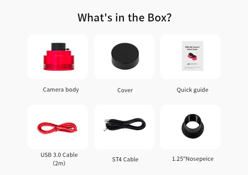 ZWO ASI676MM - Box content ZWO ASI676MM - Box content